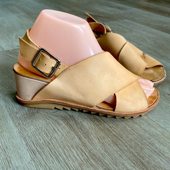 JEFFREY CAMPBELL Nude Leather Wedge Sandals - Picture 13 of 13